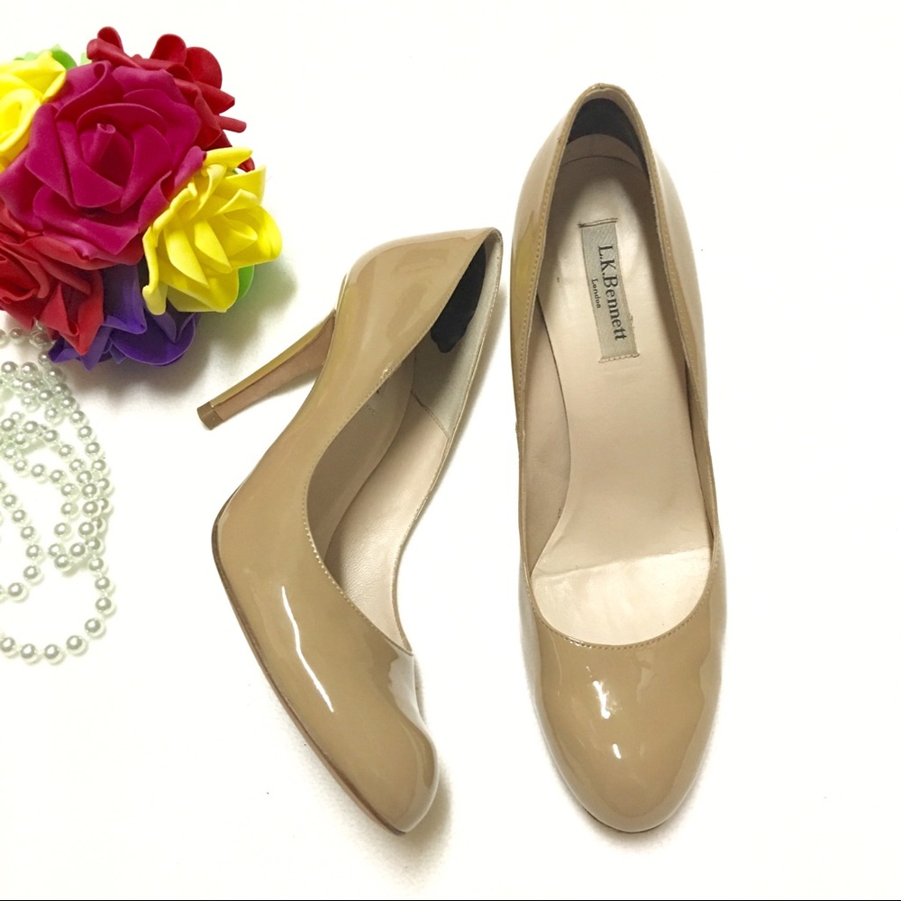 L.K. Bennett Classic Taupe Patent Leather Pumps